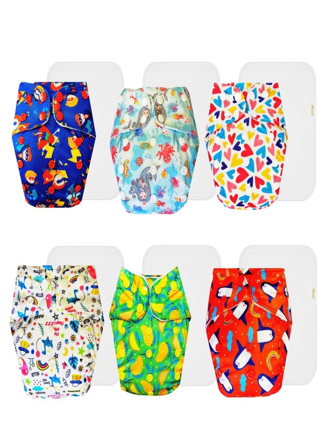 حفاضات دمبلدو القماشية الممتازة مع حشوة قطنية (عبوة من 6) | مضادة للحساسية | وسادة ماصة من 6 طبقات | سهلة التنظيف | مثالية للأطفال الصغار | من 3 أشهر إلى 3 سنوات | للجنسين - Image 1