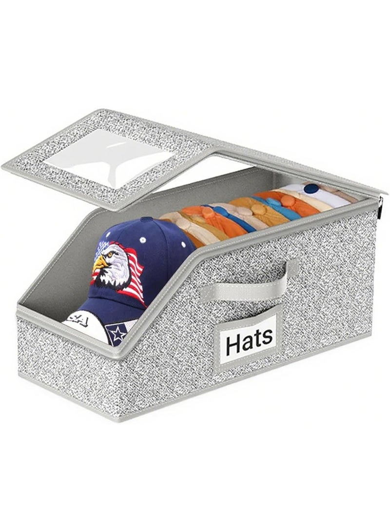 Hat Organizer for Baseball Caps,Hat Organizer for Closet, Sturdy Stackable Storage with Clear Lid, Flip-Top Access, Space-Saving Hat Box for Closet, Breathable Fabric - Image 1