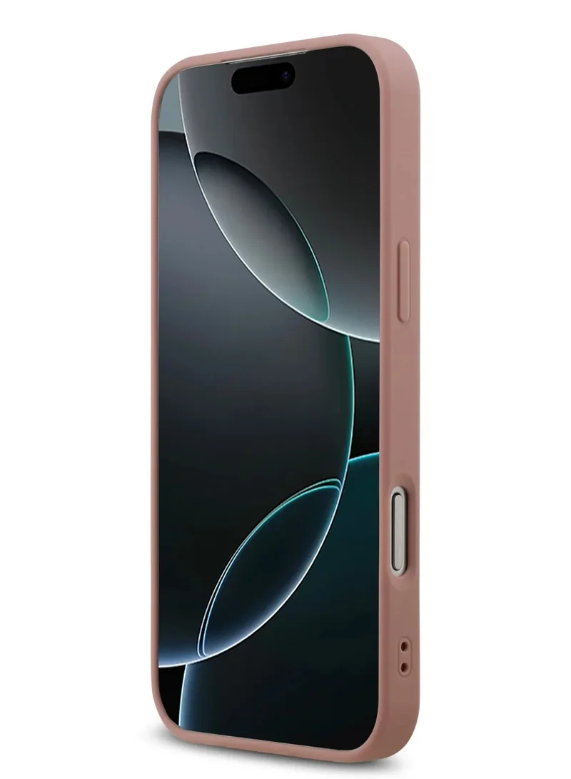 جس جراب iPhone 17 Pro من البولي يوريثان اللامع مع شعار 4G معدني كبير - وردي
