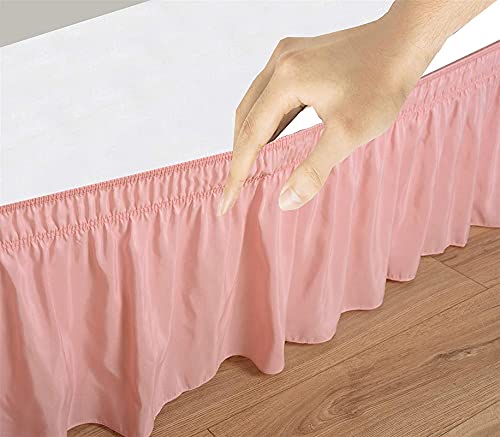 YRM Bedding's Light Pink Bed Skirt Wrap Around 600 Microfiber with Easy Fit with 15 Inch Tailored Drop Shrinkage and Fade Resistant with Microfiber 15 Bed Skirt Double Bed 48 x 72 - Image 3
