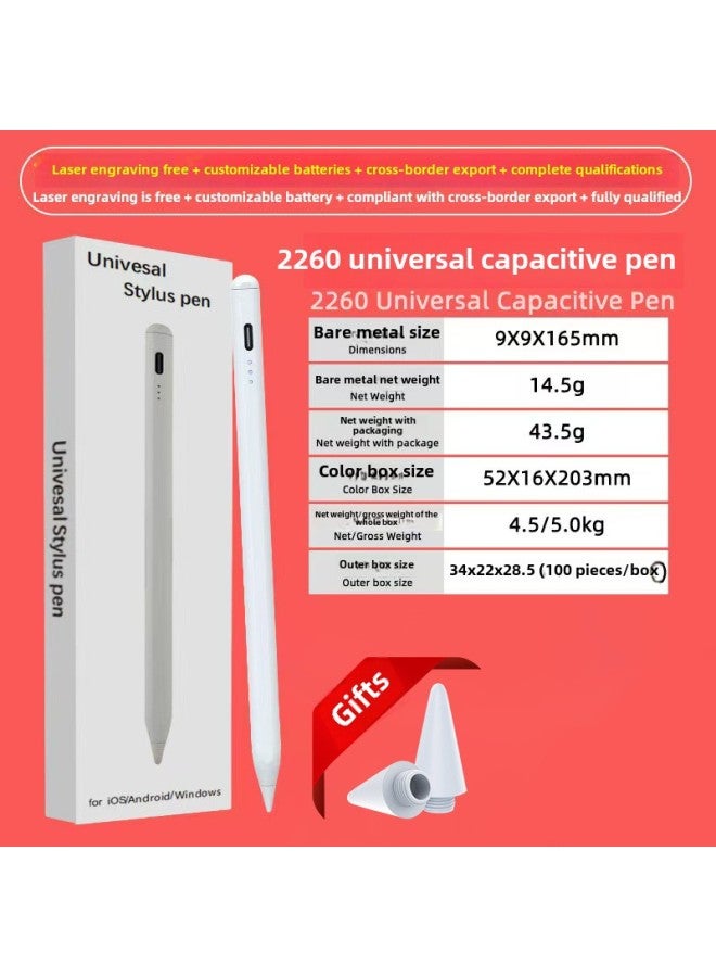 Universal Handwriting Pen Type-C Interface Magnetic Absorption Instant Use Battery Level Display Suitable For Apple Android Capacitive Pen-Color:QL-2260 Three Lights [Apple Android Universal] 2 Nib - Image 1