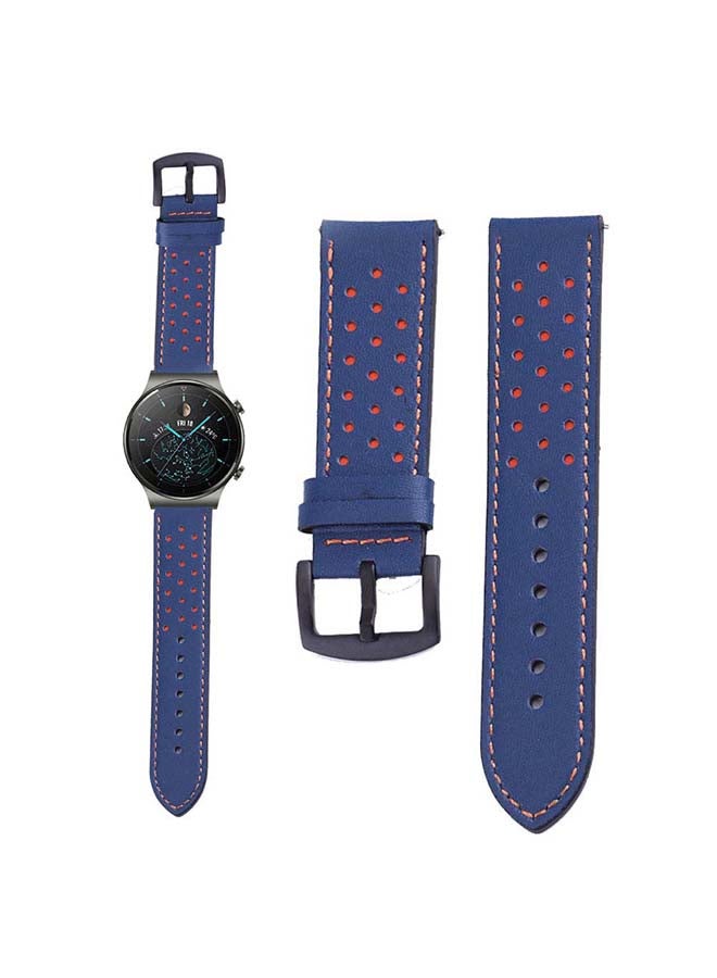 بيرفيي سوار بديل من الجلد الطبيعي لساعة هواوي GT2 برو أزرق - Image 1