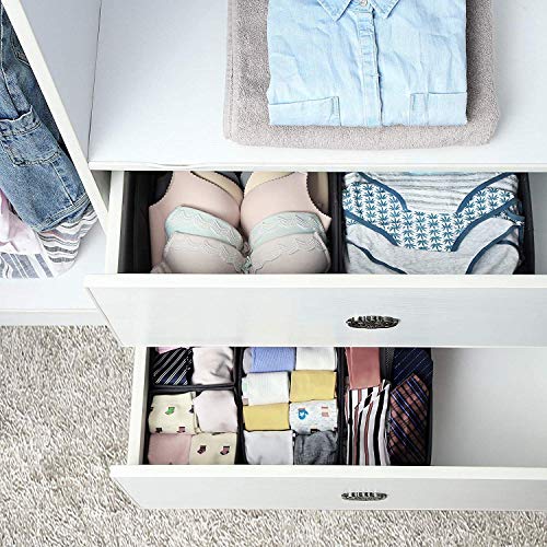House of Quirk Foldable Cloth Storage Box Closet Dresser Drawer Organizer Cube Basket Bins Containers Divider With Drawers For Clothing/Underwear,Ties,Scarves,Set Of 6(Black Houndstooth,Non-Woven) - Image 3