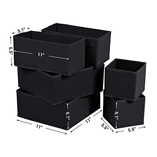 House of Quirk Foldable Cloth Storage Box Closet Dresser Drawer Organizer Cube Basket Bins Containers Divider With Drawers For Clothing/Underwear,Ties,Scarves,Set Of 6(Black Houndstooth,Non-Woven) - Image 5