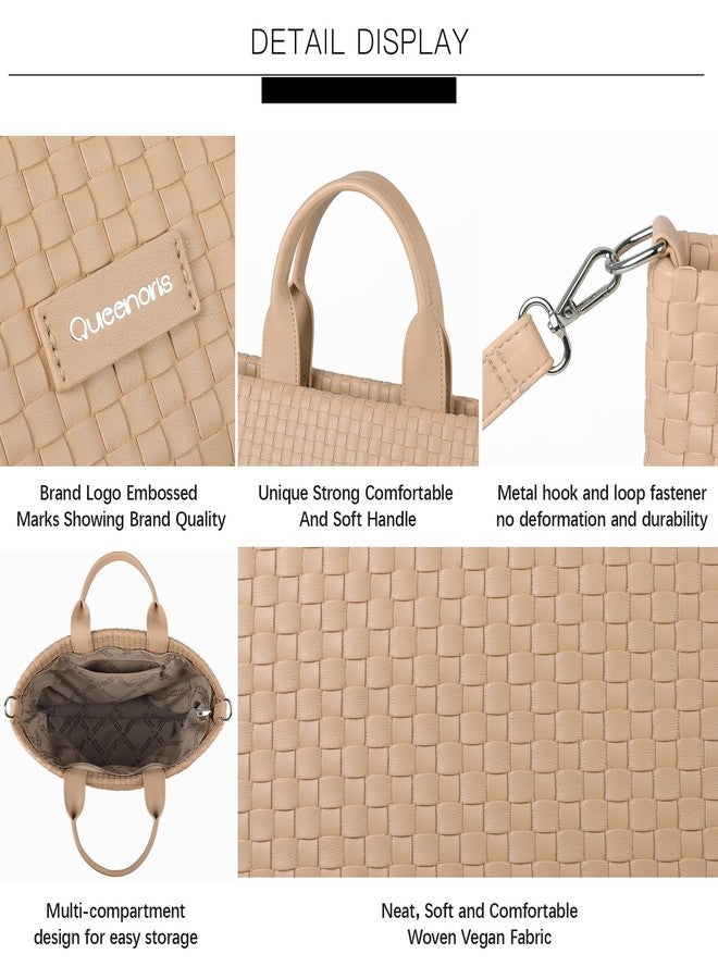 Queenoris Woven Bag for Women, Vegan Leather Tote Bag Summer Beach Fashion Shopper Handbag and Purse Handmade Crossbody Bag - Image 5