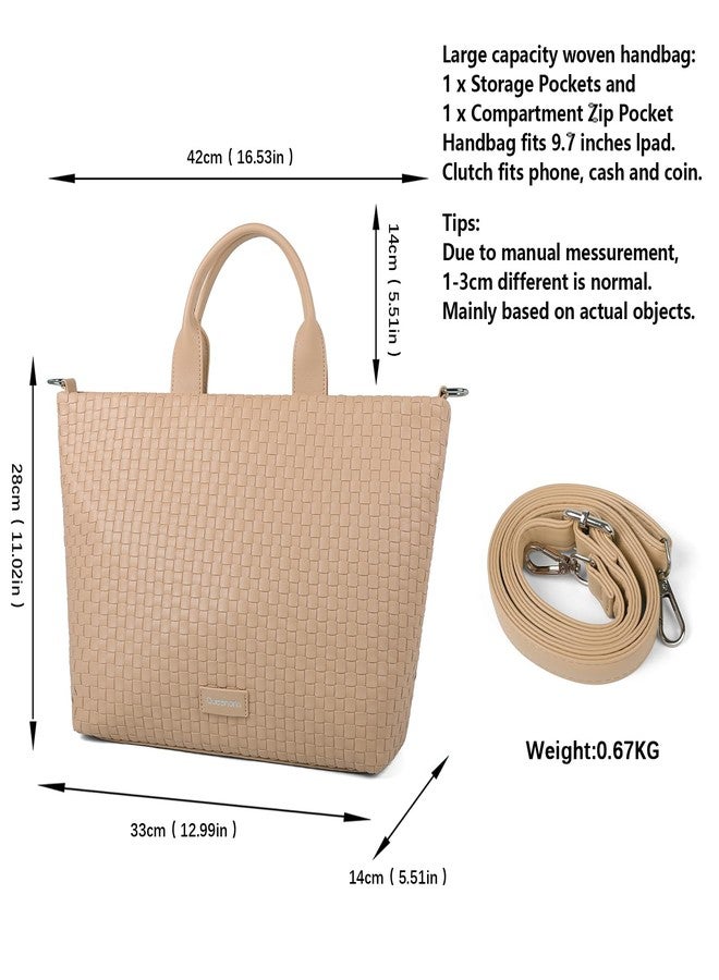 Queenoris Woven Bag for Women, Vegan Leather Tote Bag Summer Beach Fashion Shopper Handbag and Purse Handmade Crossbody Bag - Image 3