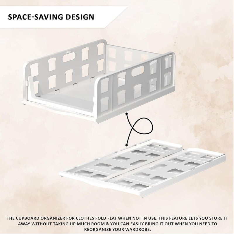 Kuber Industries Kuber Industries 5 Pcs Foldable Kids Wardrobe Organizer for Clothes Storage Stackable Slide Out Baby Dress Organiser for Wardrobe Home Organizers for Girls Cupboard Closet White  - Image 5