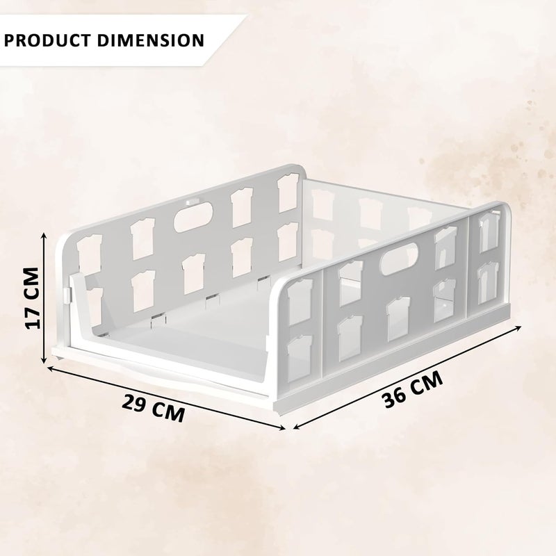 Kuber Industries Kuber Industries 5 Pcs Foldable Kids Wardrobe Organizer for Clothes Storage Stackable Slide Out Baby Dress Organiser for Wardrobe Home Organizers for Girls Cupboard Closet White  - Image 3