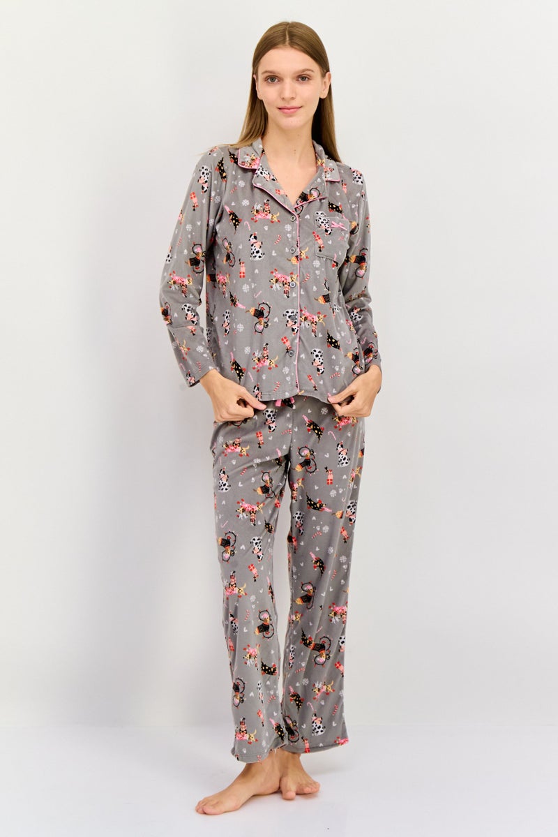 Kensie Women 2 Pcs Animal Print Top And Bottom Pyjama Set, Multicolor - Image 1