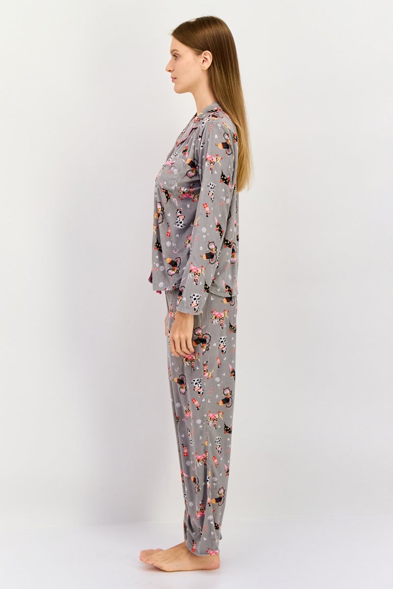 Kensie Women 2 Pcs Animal Print Top And Bottom Pyjama Set, Multicolor - Image 4