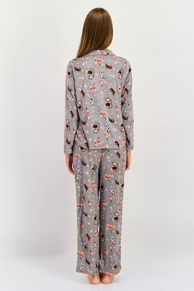 Kensie Women 2 Pcs Animal Print Top And Bottom Pyjama Set, Multicolor - Image 3