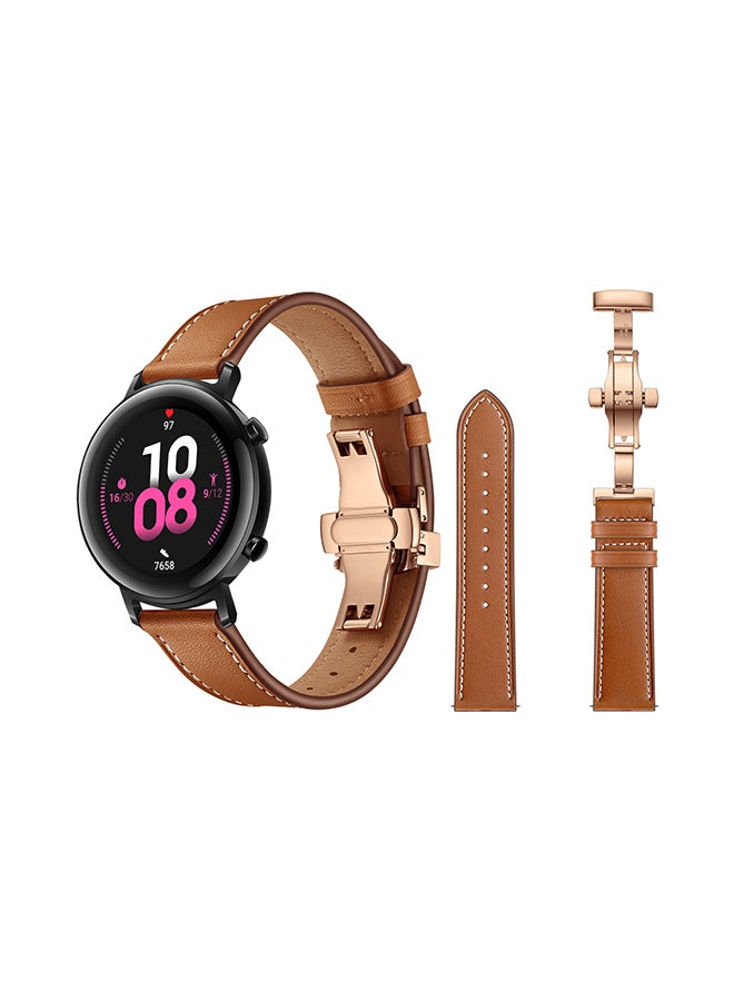 Perfii Stylish Replacement Band For Huawei Watch GT/GT 2 42mm Brown - Image 2