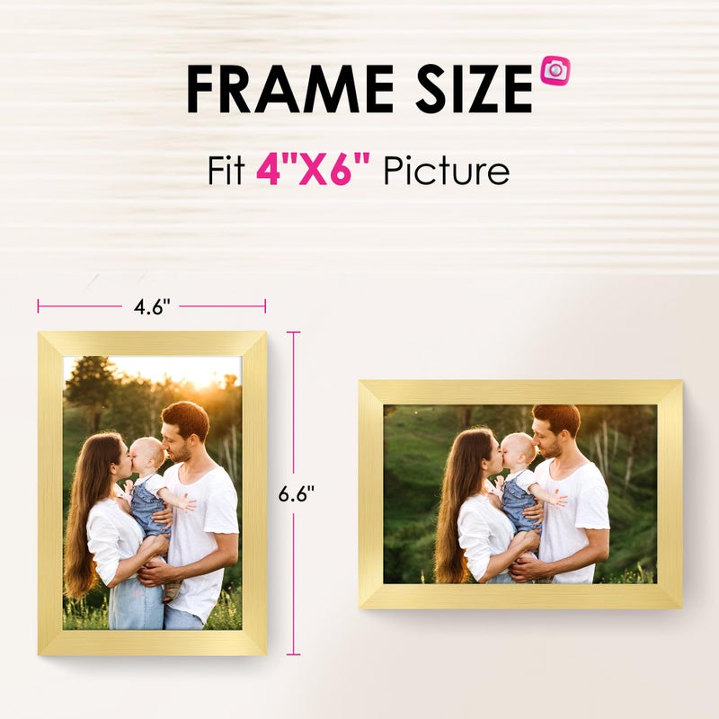 FIXSMITH 4x6 Picture Frame Set of 2  Gold Picture Frames Collage for Tabletop or Wall Display  Photo Frame 4x6 with HD Plexiglass - Image 2