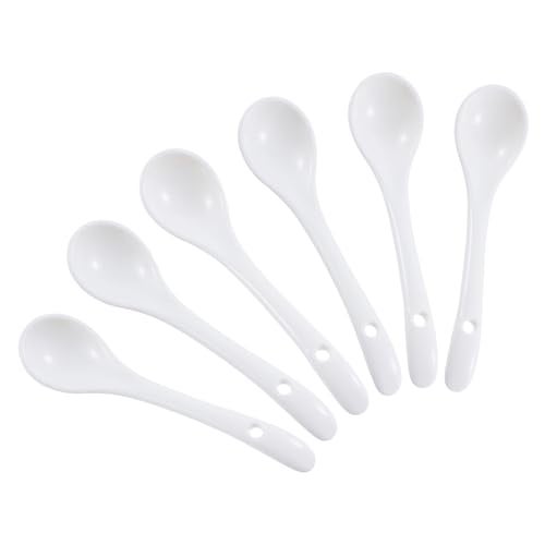 Mosuji 6-Pack Small Porcelain Salt & Spice Spoons, Traditional White Condiment Spoons – 11cm(4.4inch) - Image 1