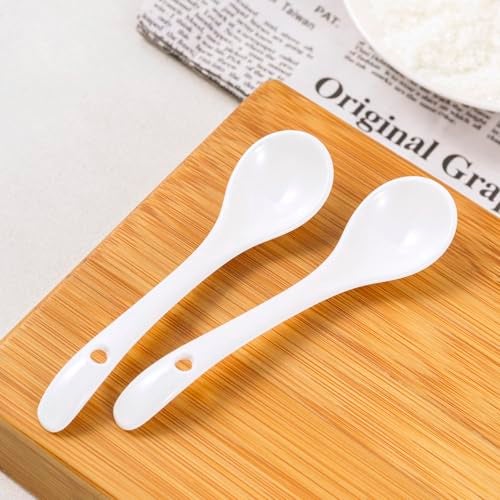Mosuji 6-Pack Small Porcelain Salt & Spice Spoons, Traditional White Condiment Spoons – 11cm(4.4inch) - Image 4