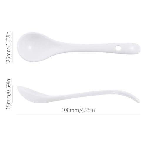 Mosuji 6-Pack Small Porcelain Salt & Spice Spoons, Traditional White Condiment Spoons – 11cm(4.4inch) - Image 2