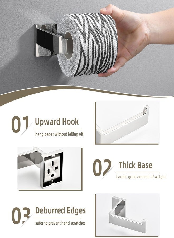 Suyar Polished Chrome Bathroom Hardware Set 4 Pieces, 304 Stainless Steel Bathroom Accessories, Include Robe Hook, Toilet Paper Holder, Hand Towel Holder, Bath Towel Bar - Image 4