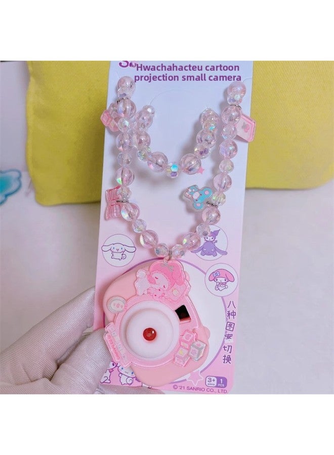 Sanrio Projection Camera Kulomi Necklace Cyber Celebrity Girls Hanging Chain Merlot Strawberry Ball Chain Toy-Color:Melody Square Switch Projection Necklace  - Image 1