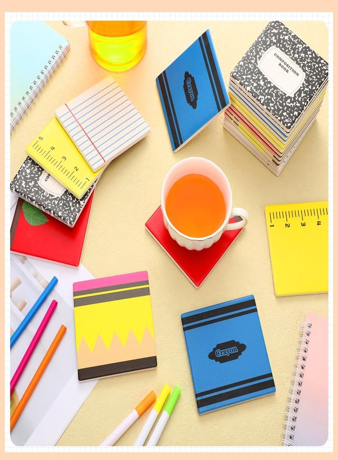 Vesici 24 Pcs Christmas Teacher Appreciation Gifts Bulk Teacher Coasters for Desk Ceramic Absorbent Drink Coasters with Cork Base Thank You Cup Mat Employee Appreciation Gifts Bulk for Back to School Supply - Image 3