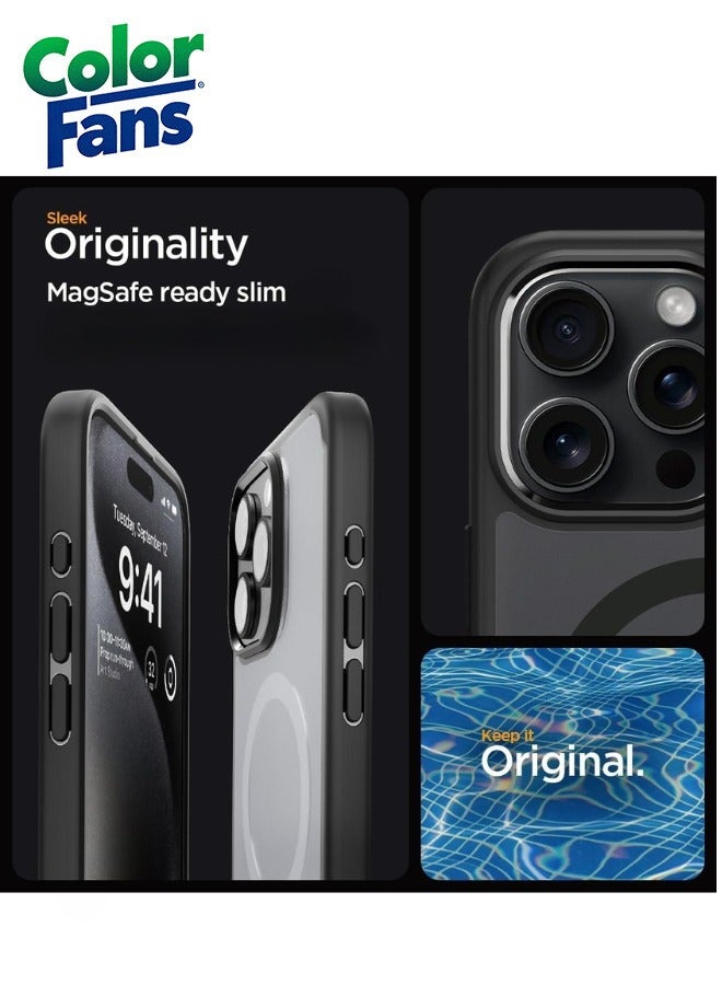 كولور فانس جراب هجين فائق ماج فيت لهاتف آيفون 14 برو ماكس مضاد للاصفرار - فروست أسود - Image 4