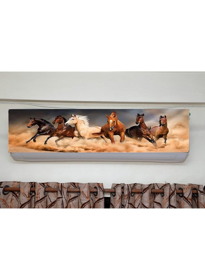 SVK Dream Printed Color Air Conditioning Dust Cover Waterproof Folding AC Covers for Split for 1.5 ton Indoor Unit (Size:38 x 12 x 9 inch) (Horses Print) - Image 1