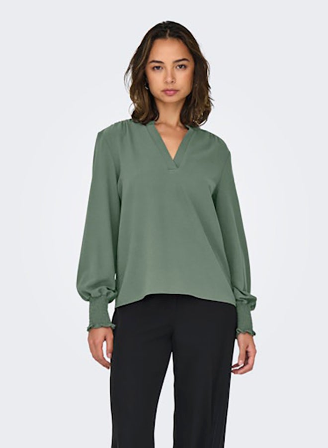 ONLY Women V-Neck Long Sleeve Woven Top - Image 1