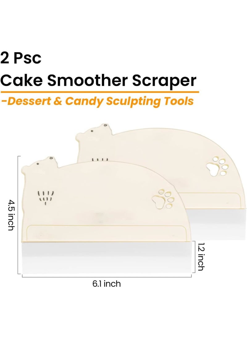 SYOSI Cake Scraper, 2 PCS Transparent Flexible PE Plastic Smoother for Cake and Bread Decorating, Food Grade Acrylic Icing Scraper Set, Easy to Clean Durable Cake Frosting Tool for Home Bakery Pastry Use - Image 2