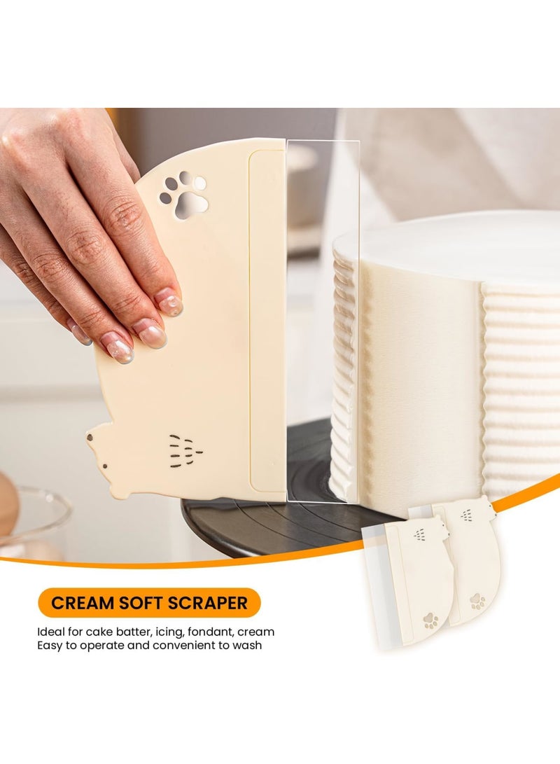 SYOSI Cake Scraper, 2 PCS Transparent Flexible PE Plastic Smoother for Cake and Bread Decorating, Food Grade Acrylic Icing Scraper Set, Easy to Clean Durable Cake Frosting Tool for Home Bakery Pastry Use - Image 4