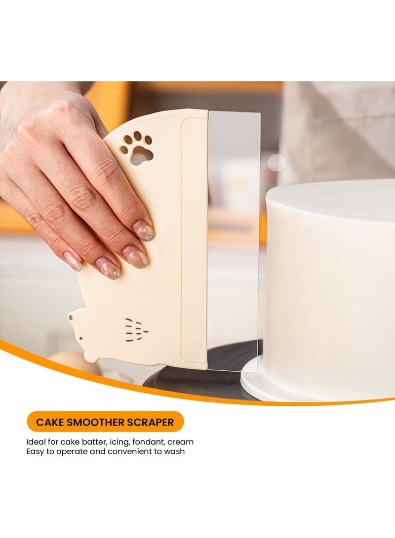 SYOSI Cake Scraper, 2 PCS Transparent Flexible PE Plastic Smoother for Cake and Bread Decorating, Food Grade Acrylic Icing Scraper Set, Easy to Clean Durable Cake Frosting Tool for Home Bakery Pastry Use - Image 5