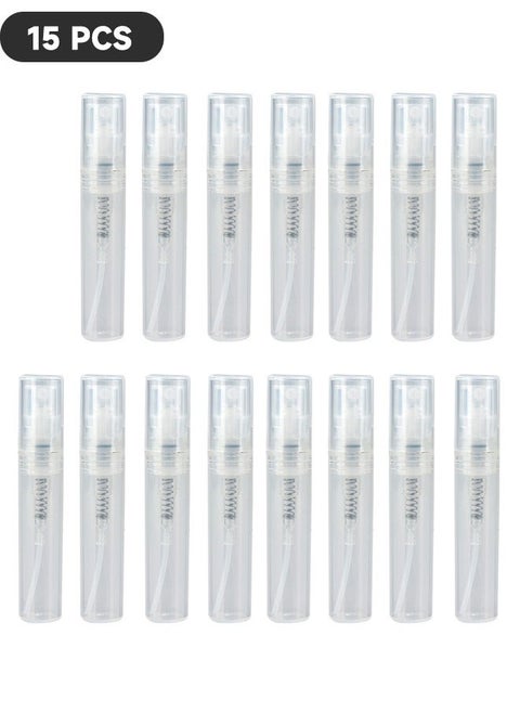 15-Piece 3ml Mini Spray Bottle, Clear Empty Plastic Spray Bottle,Refillable Fine Mist Perfume Bottle, Perfume Atomizer, Portable Small Empty Sample Containers for Travel Outgoing