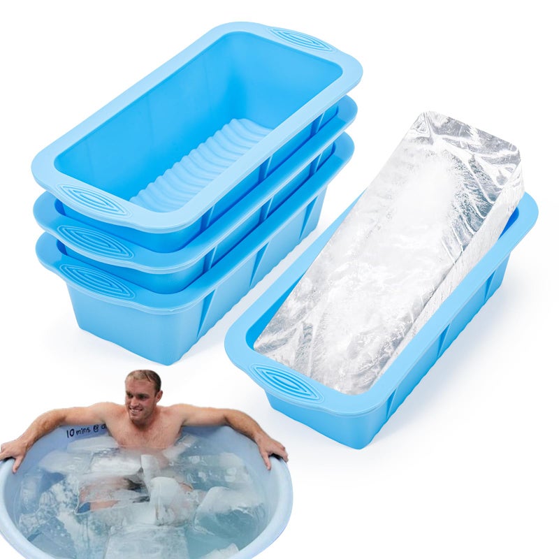 HUIRUSO Extra Large Ice Block Mold for Ice Bath, 4 Pack 9.4lb Big Ice Cube Molds, Silicone Ice Bath Accessories Water Chiller for Cold Plunge or Coolers - Image 1