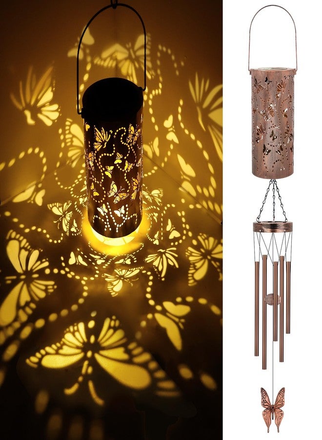 YHmall Butterfly Wind Chimes for Outside, Solar Lanterns Wind Chimes Outdoor Gifts for Women Grandma Mom Solar Wind Chimes, Garden Christmas Decor Solar Lights 35" Windchimes Outdoors - Image 1