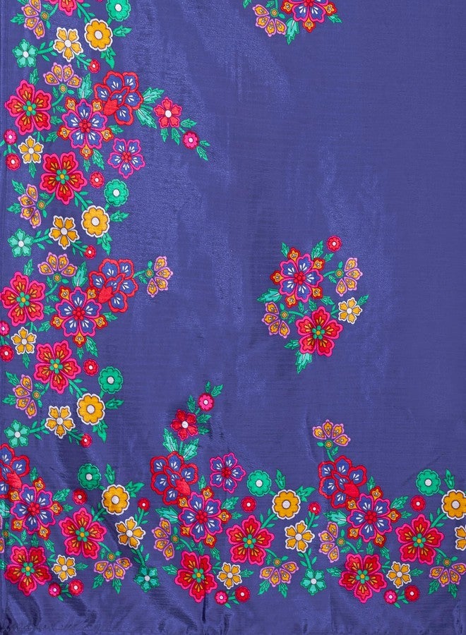 PURVAJA حرير شينون/فن حريري شبه مخيط Lehenga choli (Hiya-Blue_Free الحجم) - Image 4