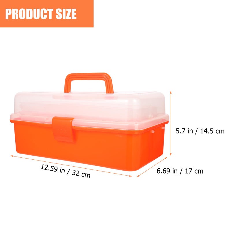 Large Orange 3 Layer Foldable Tool Box Portable Storage Case Removable Compartments - Image 3