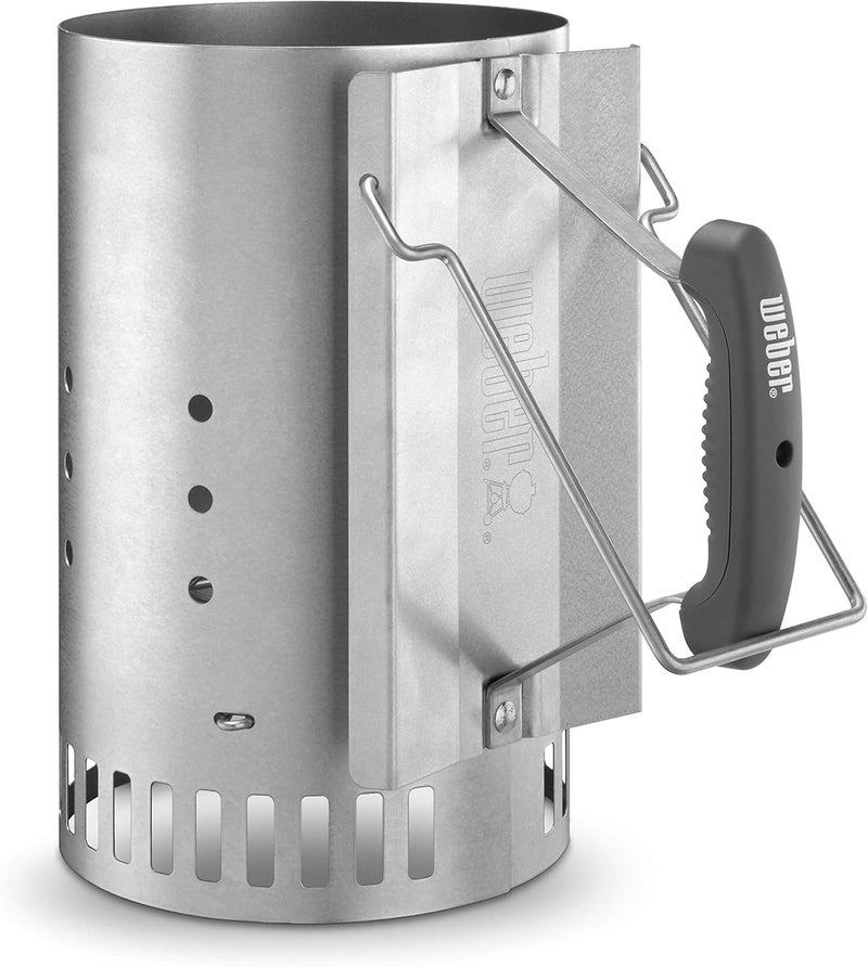Weber - BBQ Rapidfire Chimney Starter(LARGE), Convenient and quick way to light charcoal, Two handle design provides more control when pouring lit charcoal, 32cm Height x 20.5cm Width x 32.5cm Depth - Image 1