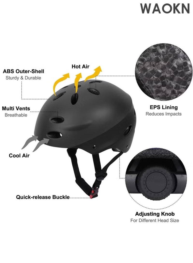 WAOKN Kids Bike Helmet ,Set Skateboard Knee Pads Kids Helmet ,Elbow Pads Wrist Guards Adjustable for 2~8yrs Girl Boy Kids Protective GearHelmet protection seven piece set, hand protection, elbow protection, knee protection, Set for Sport Cycling Bike Roller Skating Scooter. - Image 3
