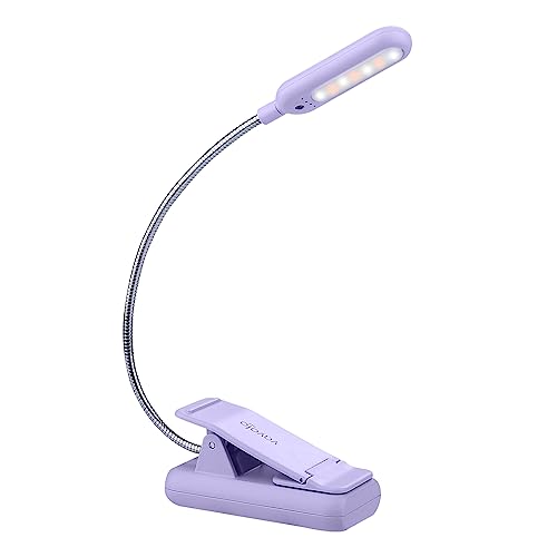 VAVOFO Rechargeable Book Light for Reading in Bed Kids, 7 LED Reading Light with 9-Level Warm Cool White Daylight, Eye Care Lamp with Power Indicator for Bookworms (Purple) - Image 1