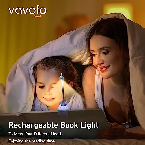 VAVOFO Rechargeable Book Light for Reading in Bed Kids, 7 LED Reading Light with 9-Level Warm Cool White Daylight, Eye Care Lamp with Power Indicator for Bookworms (Purple) - Image 2