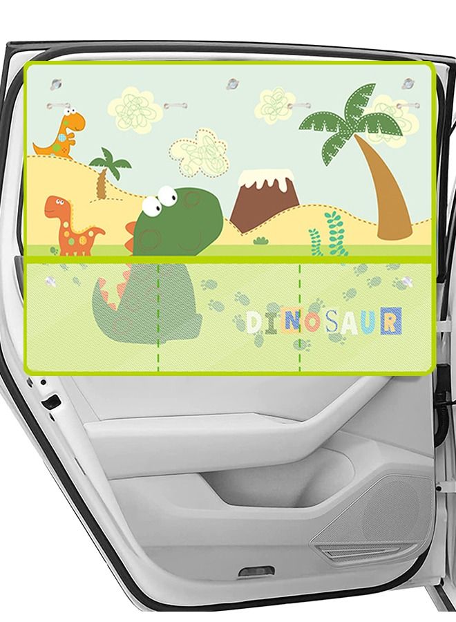 GROIC Car Sun Shade for Baby Kids Car Side Window Curtain Protector Full Shade Car Window Shades with Storage Net Pocket Car Window Curtain Suction Cups Cute Dinosaur Patterns  - Image 4