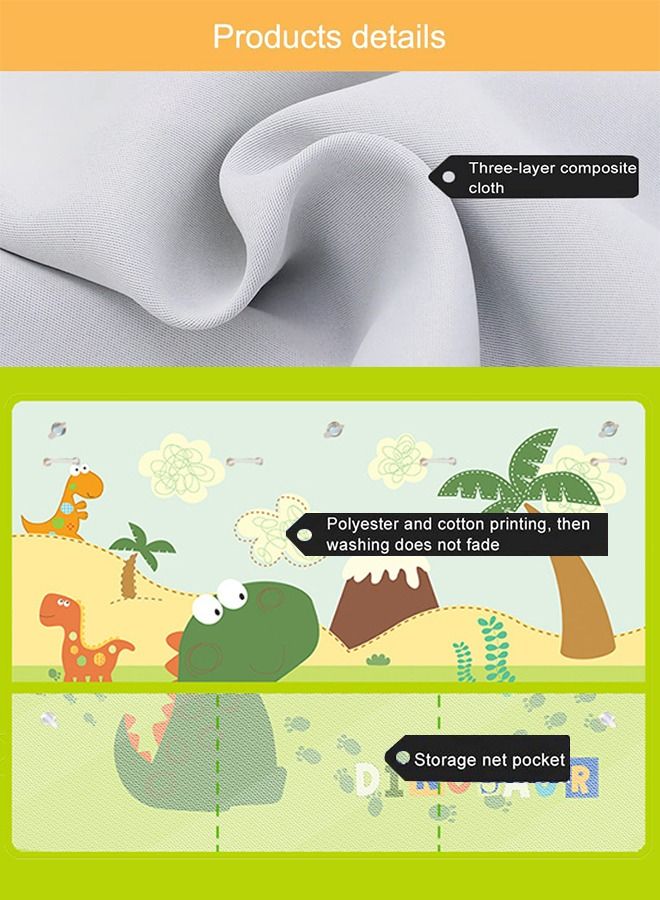 GROIC Car Sun Shade for Baby Kids Car Side Window Curtain Protector Full Shade Car Window Shades with Storage Net Pocket Car Window Curtain Suction Cups Cute Dinosaur Patterns  - Image 2