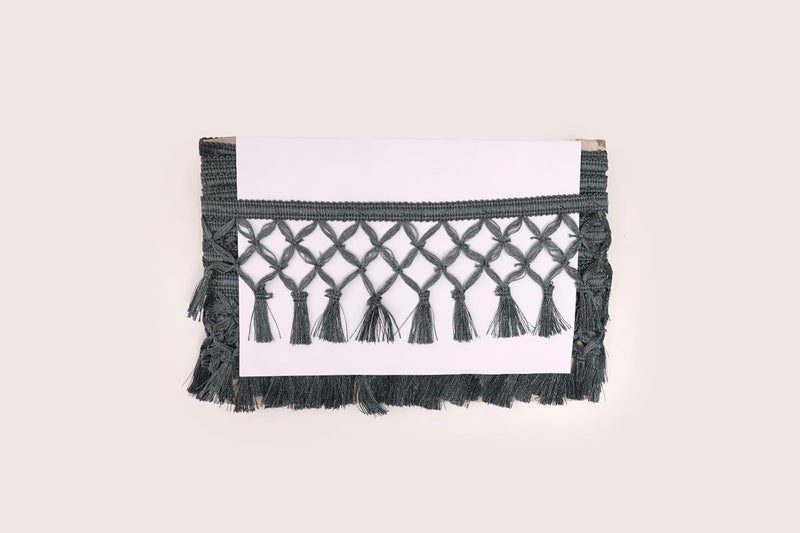 PREMDAS LACES Tassel Latkan HangingFringe Jhallar Laces and Border Material Zhallar DressesBlouseDupattaSariCholiChunniSareesLehengaSuitsCurtains9 Meters Dark Grey - Image 3
