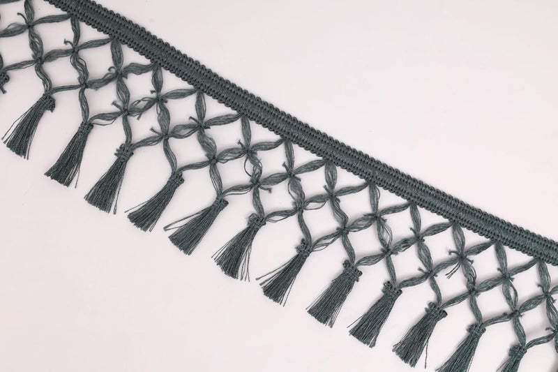 PREMDAS LACES Tassel Latkan HangingFringe Jhallar Laces and Border Material Zhallar DressesBlouseDupattaSariCholiChunniSareesLehengaSuitsCurtains9 Meters Dark Grey - Image 1