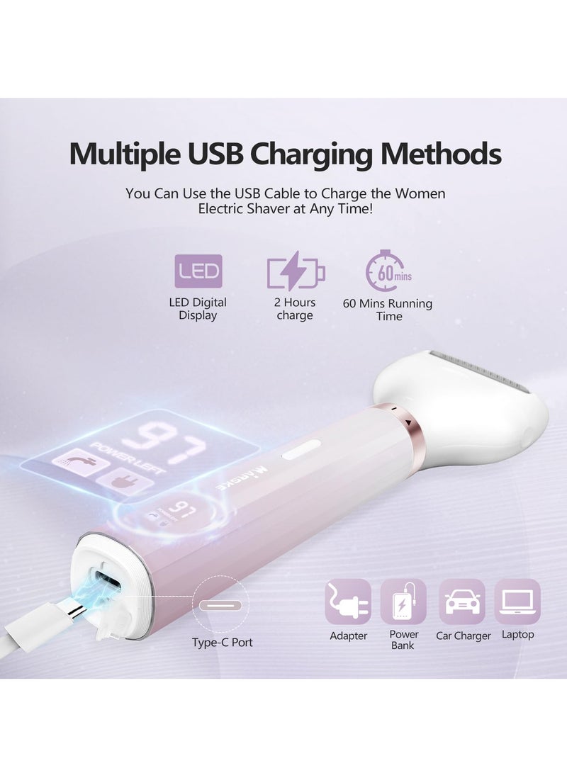 MARSKE 5 in 1 Electric Shaver Razor for Women, Wet/Dry Face Razors for Face Nose Eyebrow Arms Armpit Legs Area Painless Facial Hair Removal for Women - Image 4