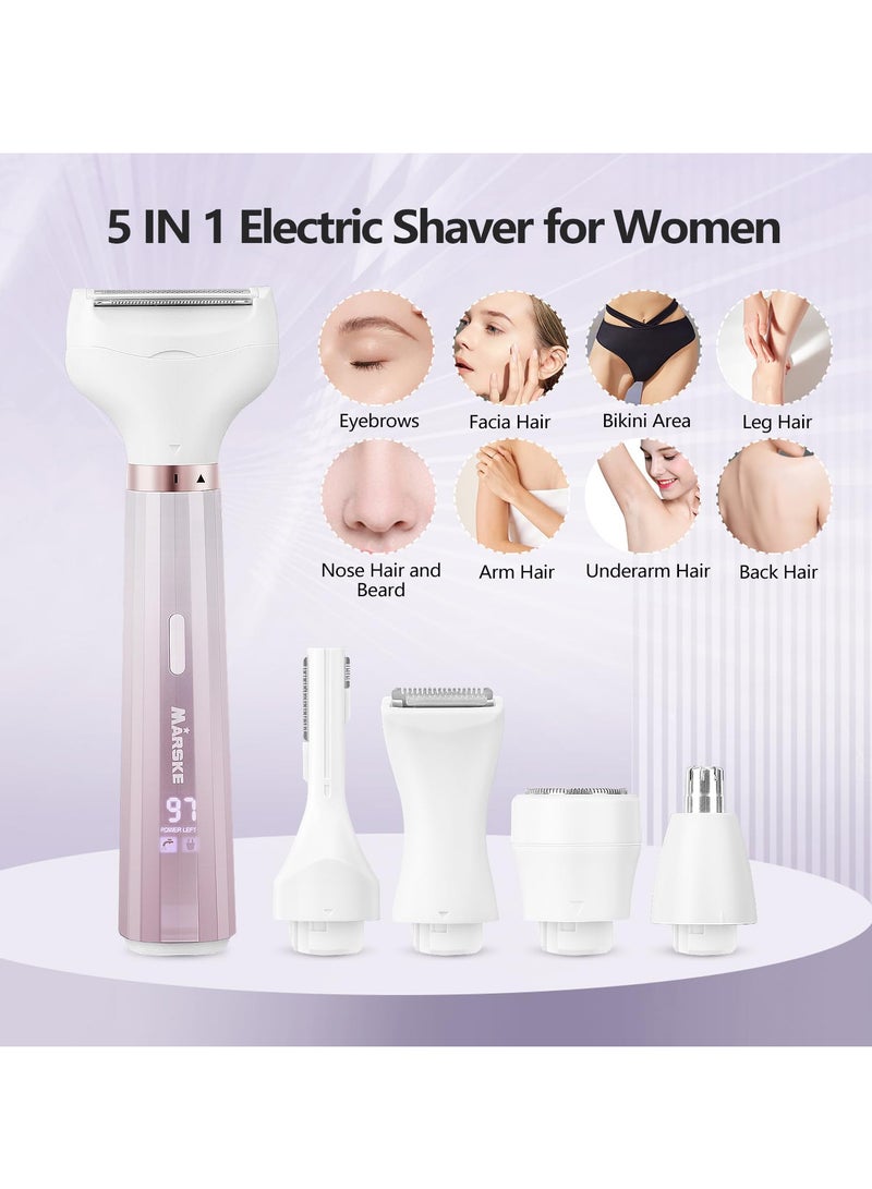 MARSKE 5 in 1 Electric Shaver Razor for Women, Wet/Dry Face Razors for Face Nose Eyebrow Arms Armpit Legs Area Painless Facial Hair Removal for Women - Image 3