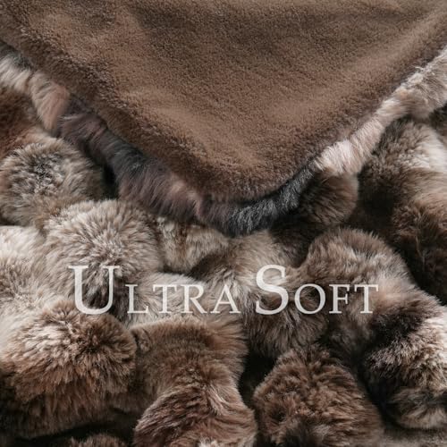 BENVWE Fluffy Faux Fur Throw Blanket for Couch, Soft Plush Thick Cozy Fuzzy Luxury Minky Bubble Blanket for Home Living Room Decor Gift for Women, Tie-dye Coffee, 50" x 60", 1100GSM - Image 3