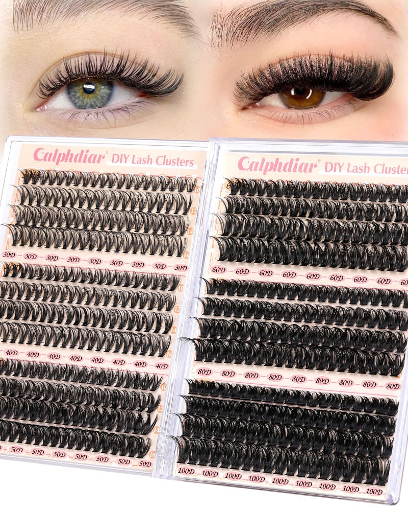 calphdiar Calphidar Eyelash Clusters 30D+40D+50D+60D+80D+100D, DIY Curly Wispy Individual Natural Lash Extension for Beginners, 476PCS D, 10-16MM - Image 1