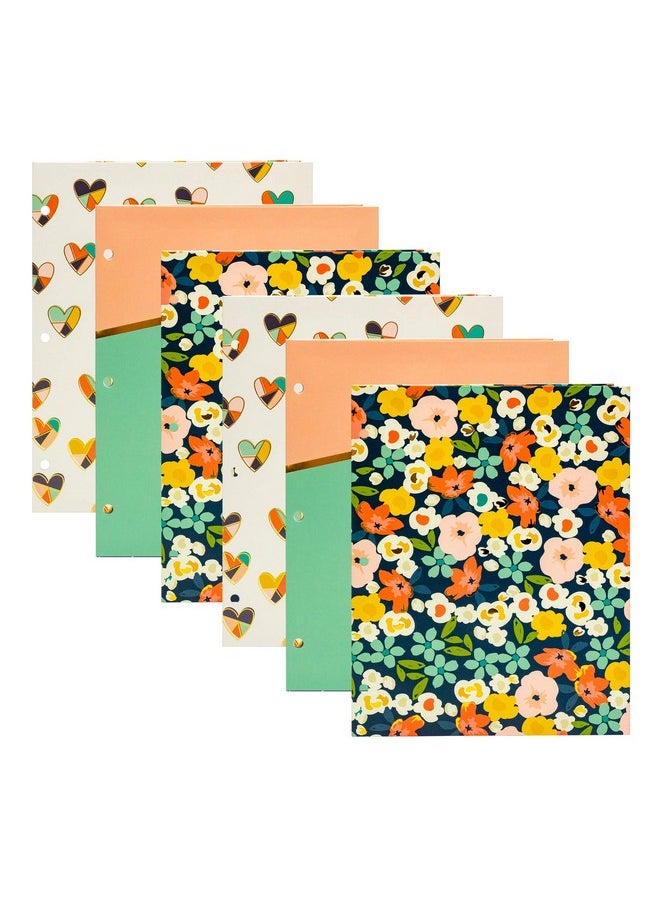 بوكا باد مجلدات Carpe Diem Floral Love - مجموعة من 6 مجلدات جيب مع 3 مثقبات لملفات الحلقات القياسية - مقاس 11.75 × 9.5 بوصة - متوافقة مع المستندات الورقية بحجم A4 وLetter  - Image 1
