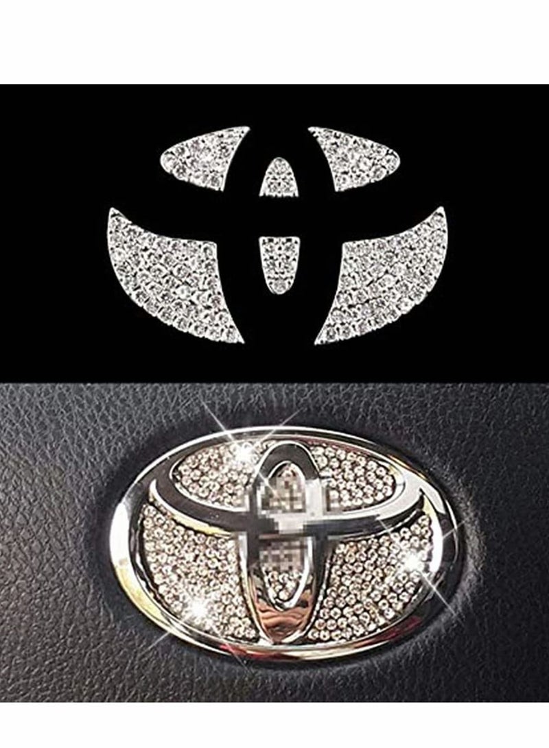 Y&D Bling Steering Wheel Logo Caps for Toyota, DIY Diamond Crystal Sparkly Emblem Accessories Badge Interior Decorations Compatible Women All Toyota - Image 1
