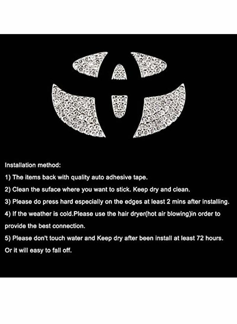 Y&D Bling Steering Wheel Logo Caps for Toyota, DIY Diamond Crystal Sparkly Emblem Accessories Badge Interior Decorations Compatible Women All Toyota - Image 3