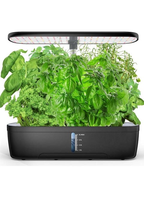 12 Pods Hydroponics Growing System Kit, Indoor Herb Garden with LED Full-Spectrum Grow Iight, Adjustable Height, Quiet Smart Pump, Built-in Timer Function, Kitchen Christmas Gifts